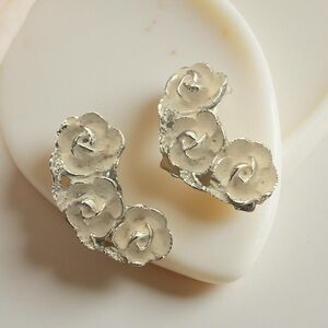 Elegant Floral Silver Earrings